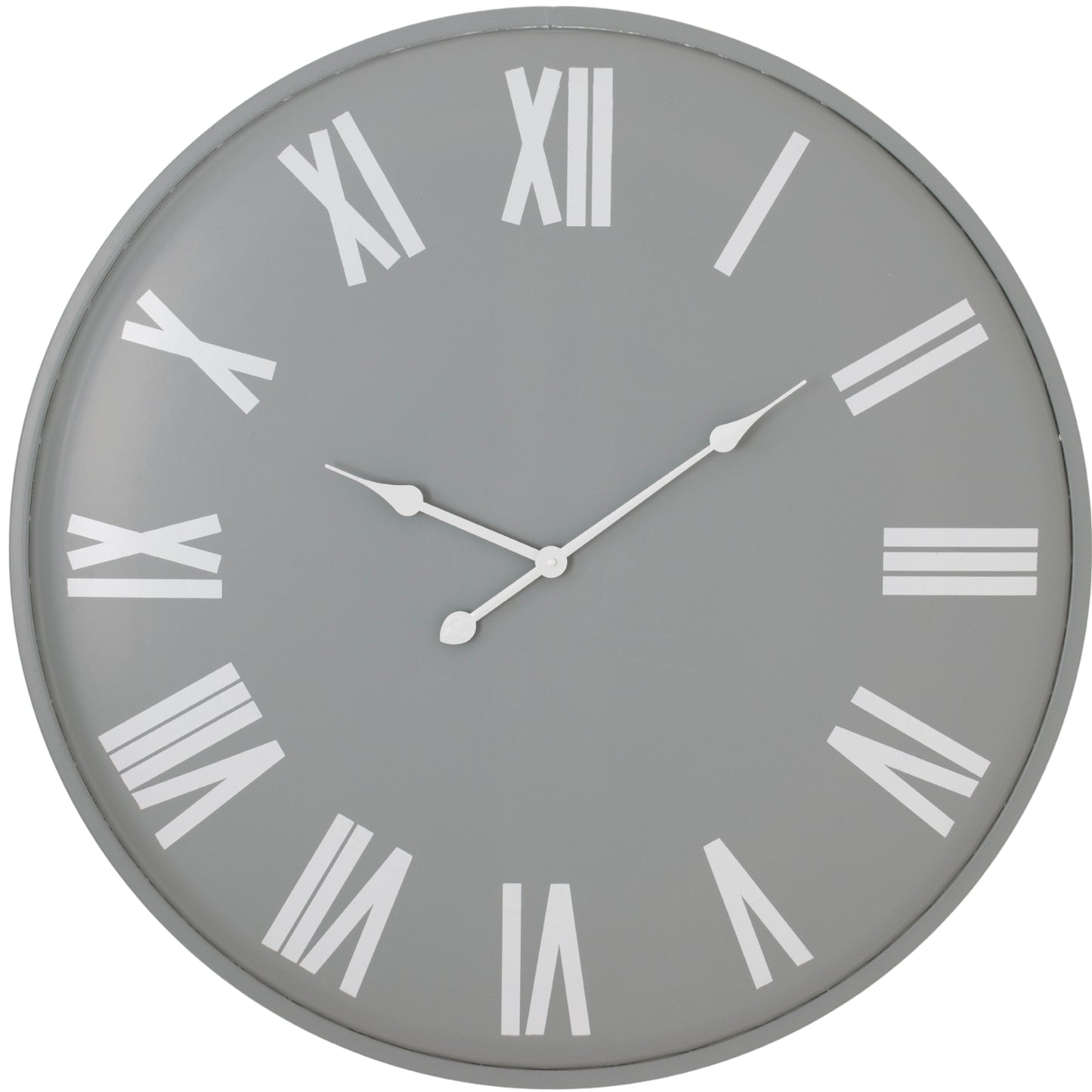 Large Round Wall Clock 80cm Grey White Face
