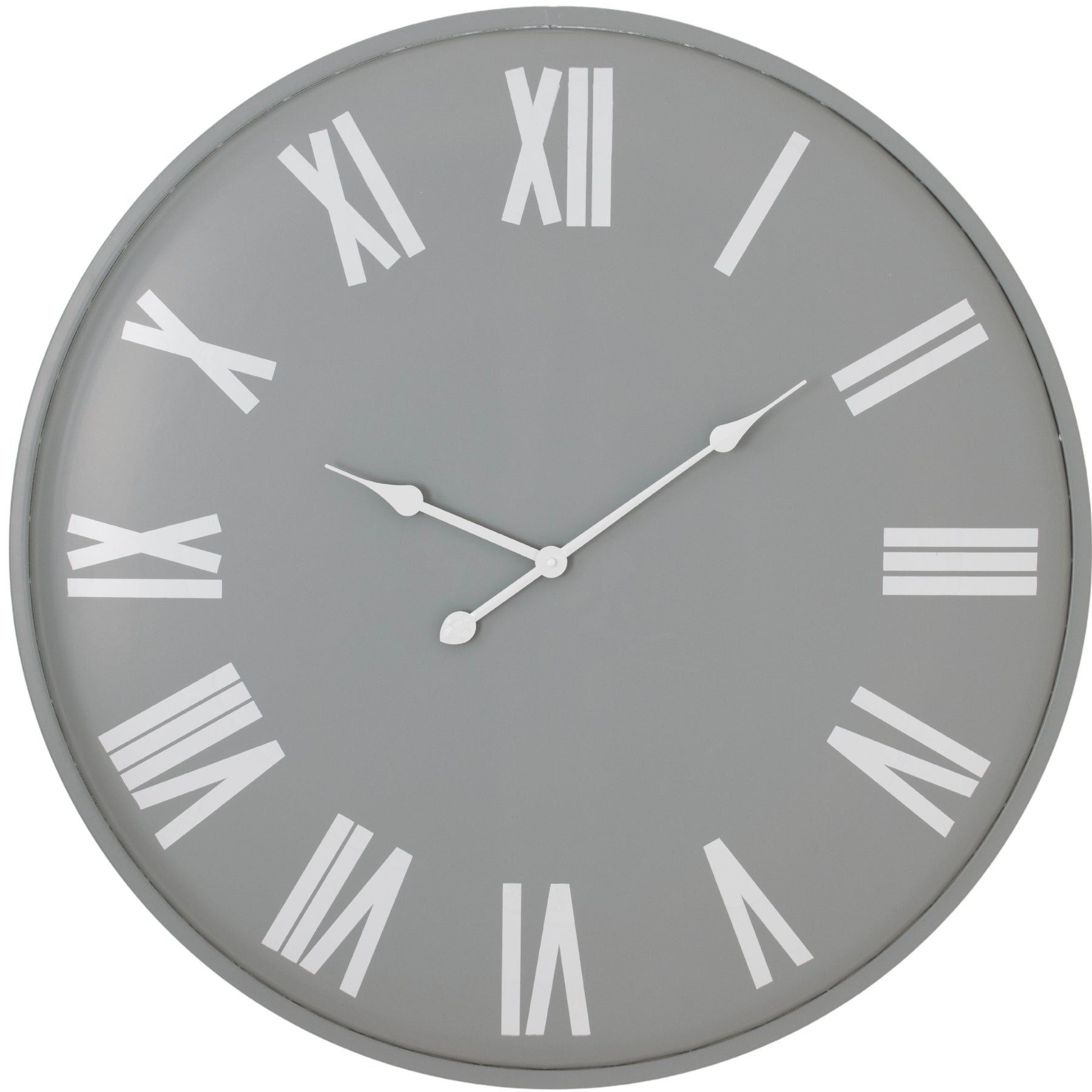 Large Round Wall Clock 80cm Grey White Face