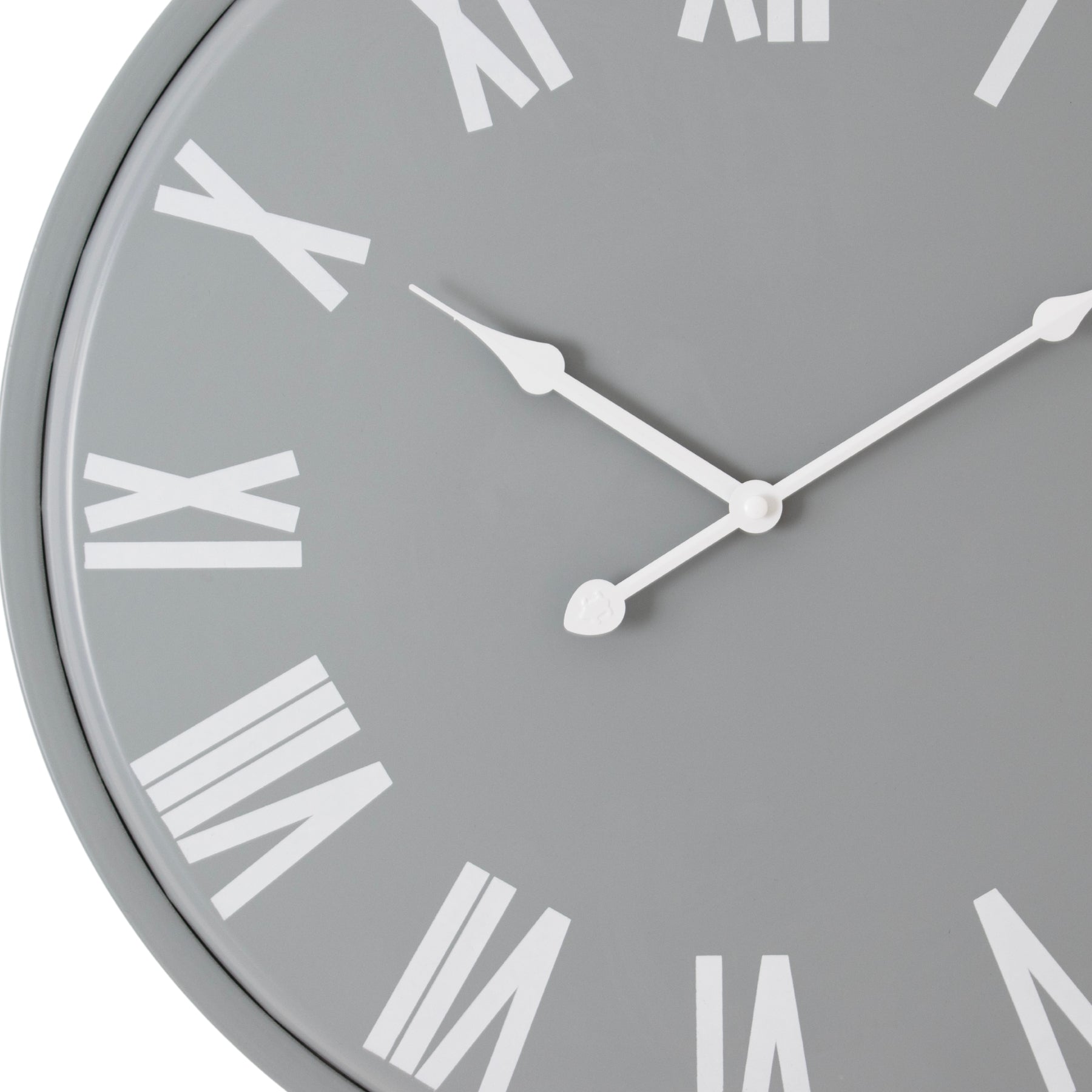 Round Wall Clock 49cm Grey White - side view