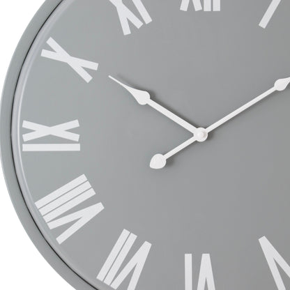 Round Wall Clock 49cm Grey White - side view