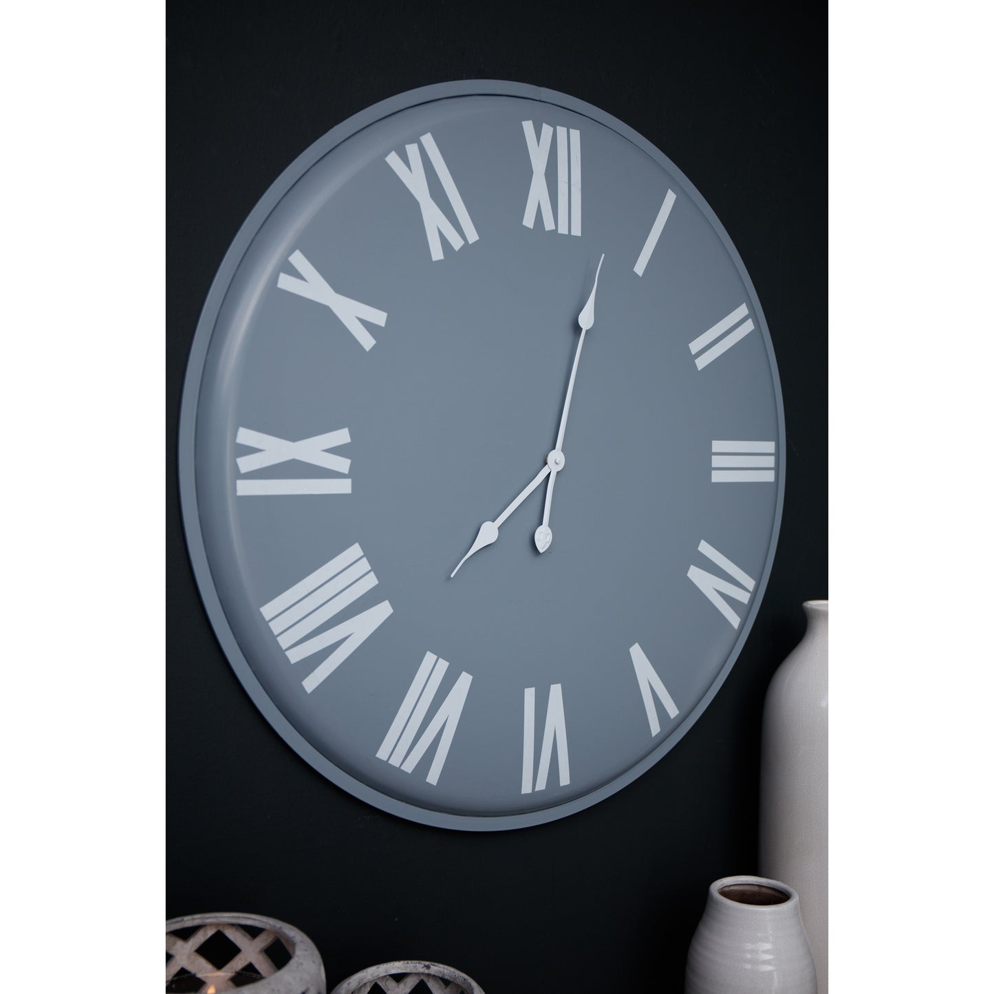 Round Wall Clock 49cm Grey White - lifestyle