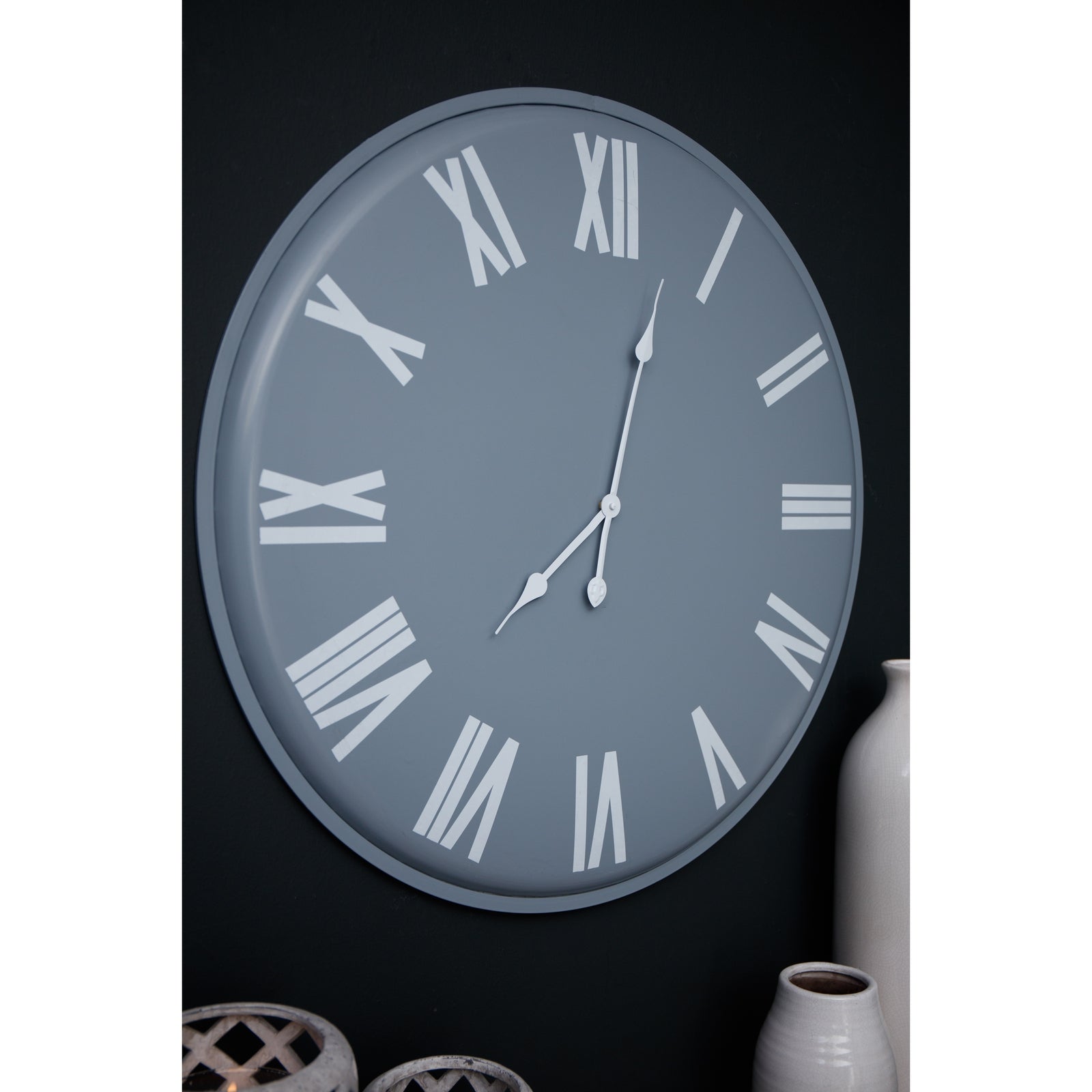 Round Wall Clock 49cm Grey White - lifestyle