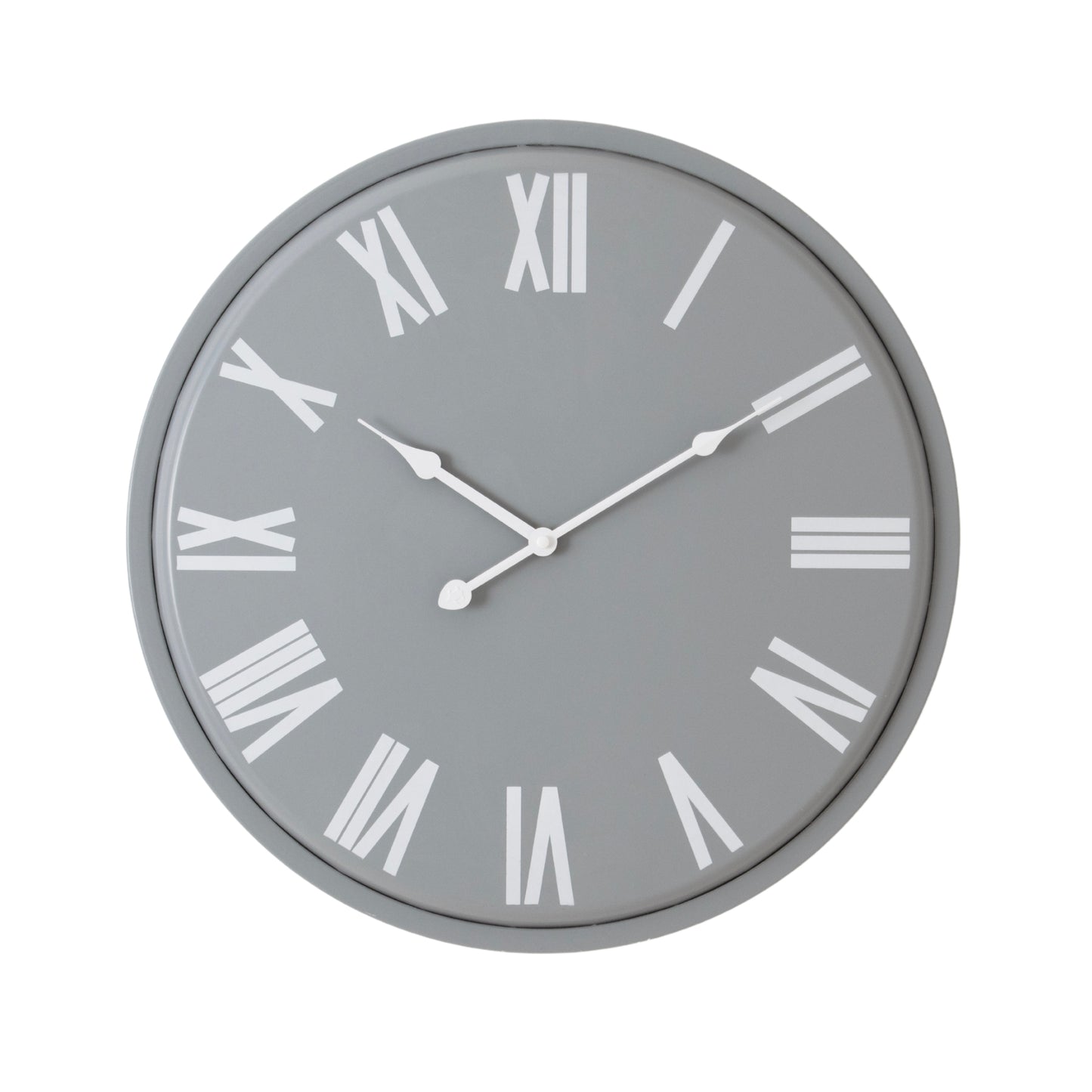 Round Wall Clock 49cm Grey White Face