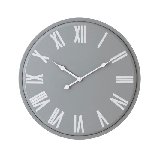 Round Wall Clock 49cm Grey White Face