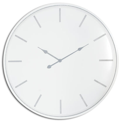 Large Round Metal Wall Clock 80cm Brushed Steel