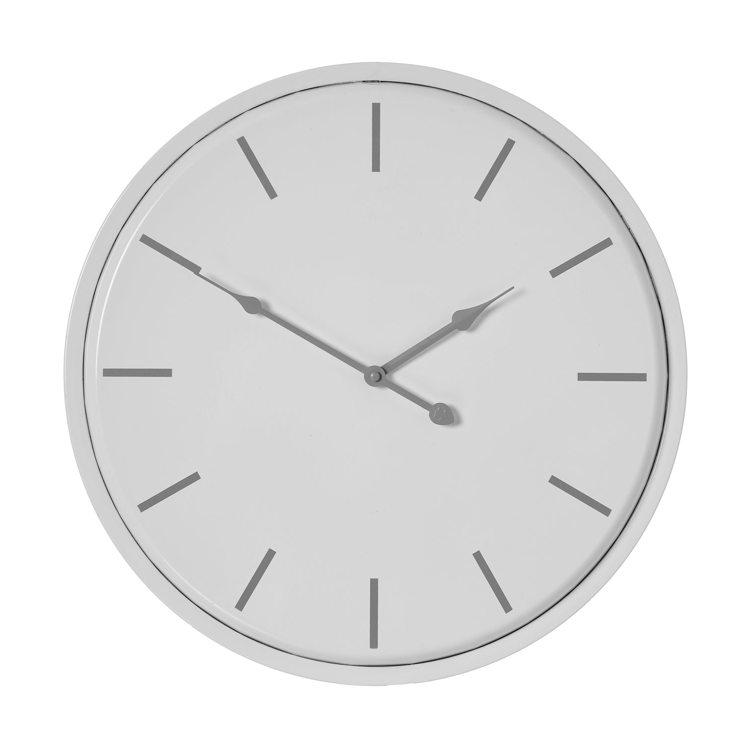Round Metal Wall Clock 49cm Brushed Steel Finish