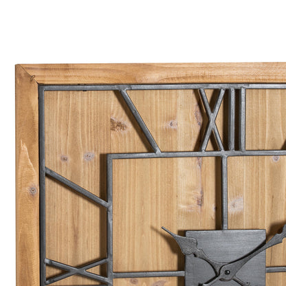 Square Wooden Wall Clock 60cm - side view