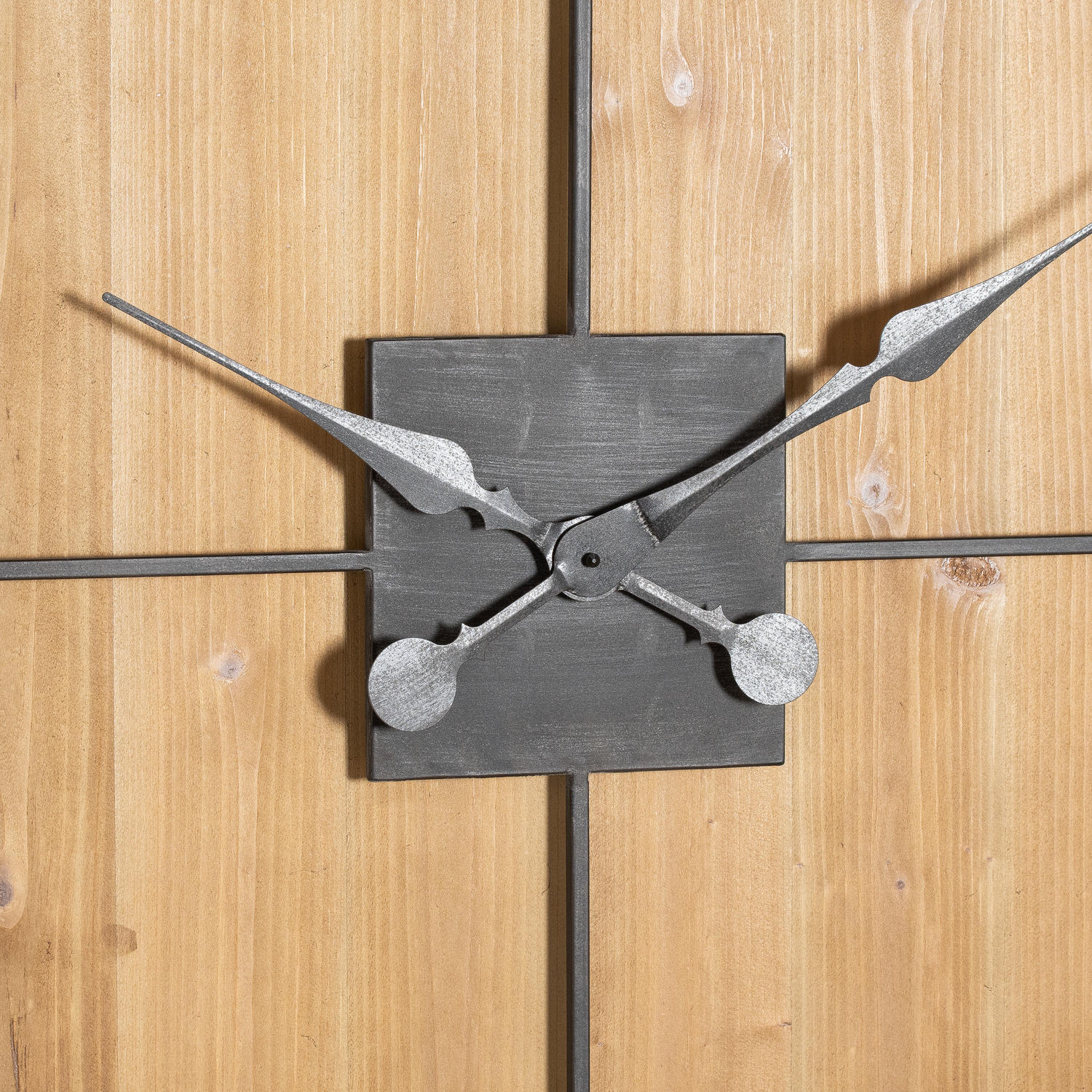 Large Square Wooden Wall Clock 90cm - detail