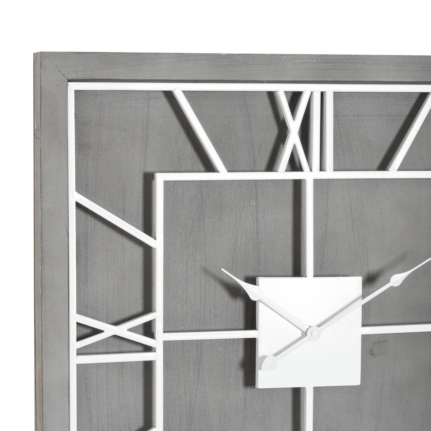 Square Grey Wooden Wall Clock 60cm - side view