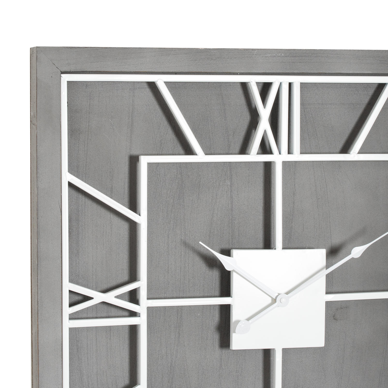 Square Grey Wooden Wall Clock 60cm - side view