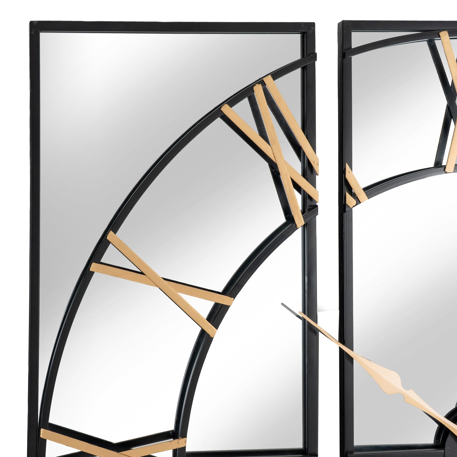 Black and Gold Mirrored Wall Clock - side view