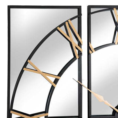 Black and Gold Mirrored Wall Clock - side view