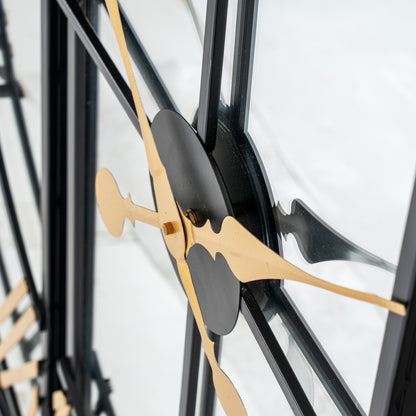 Black and Gold Mirrored Wall Clock - panel detail