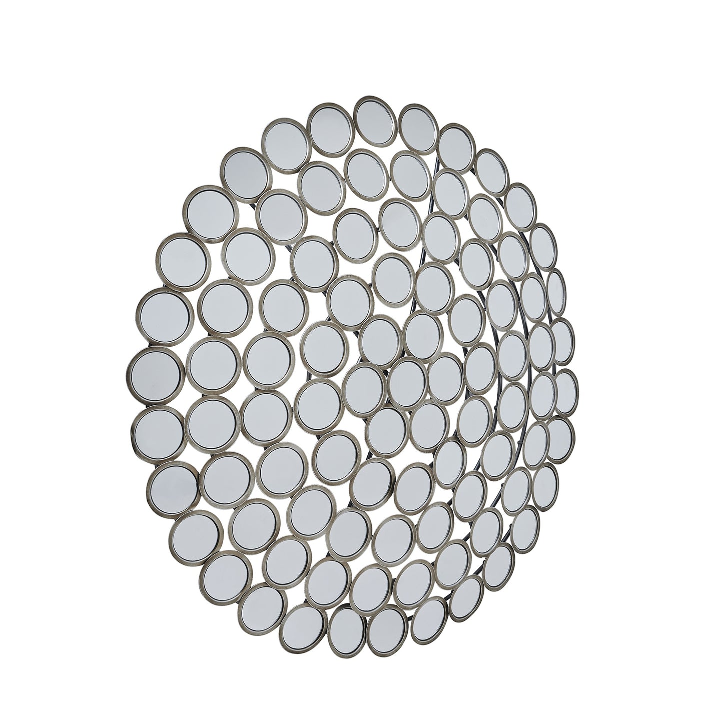 Large Round Convex Antiqued Silver Multi Mirror Segmented Face 100cm