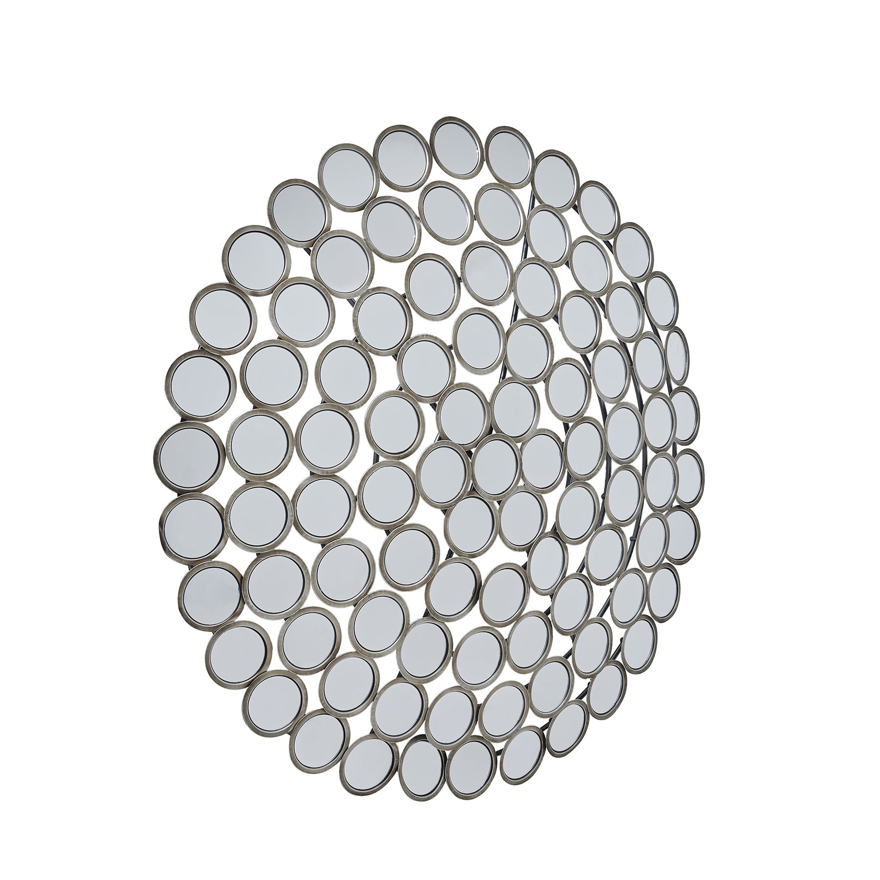 Large Round Convex Antiqued Silver Multi Mirror Segmented Face 100cm