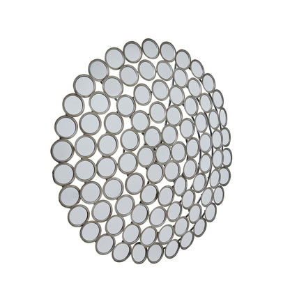 Large Round Convex Antiqued Silver Multi Mirror Segmented Face 100cm
