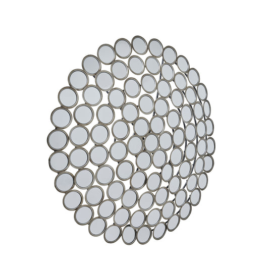 Large Round Convex Antiqued Silver Multi Mirror Segmented Face 100cm