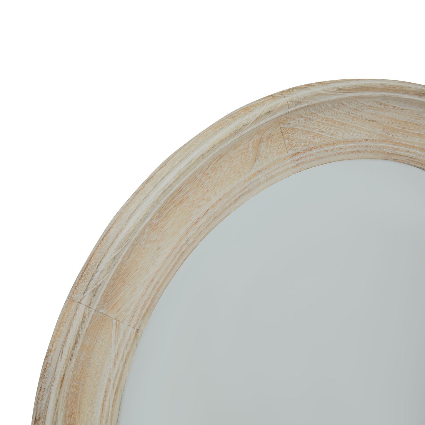 Round Washed Wood Mirror 90cm - angle
