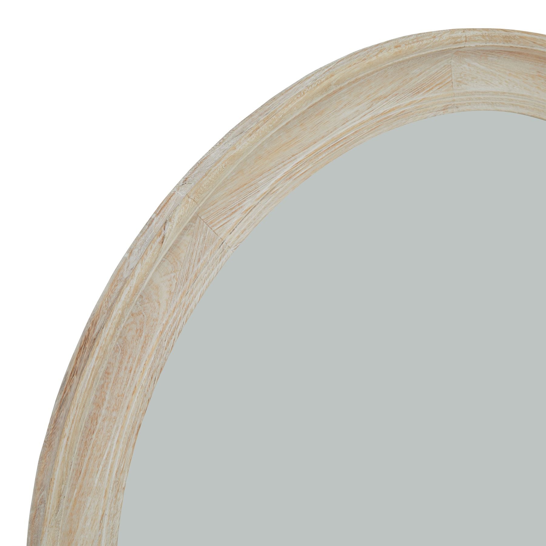 Large Round Washed Wood Mirror - angle