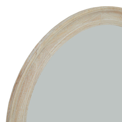 Large Round Washed Wood Mirror - angle