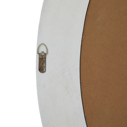 Large Round Washed Wood Mirror - detail