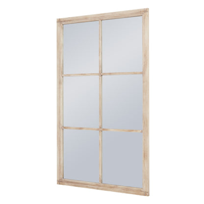 Washed Wood Large Window Mirror - angle