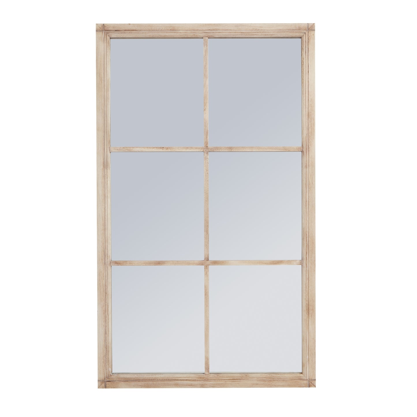Washed Wood Large Window Wall Mirror Multi-Panel 150x90cm