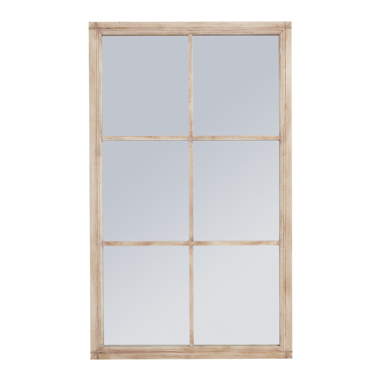 Washed Wood Large Window Wall Mirror Multi-Panel 150x90cm