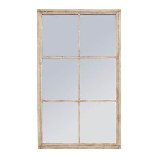 Washed Wood Large Window Wall Mirror Multi-Panel 150x90cm