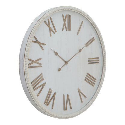 Round White Beaded Wall Clock 80cm - side view