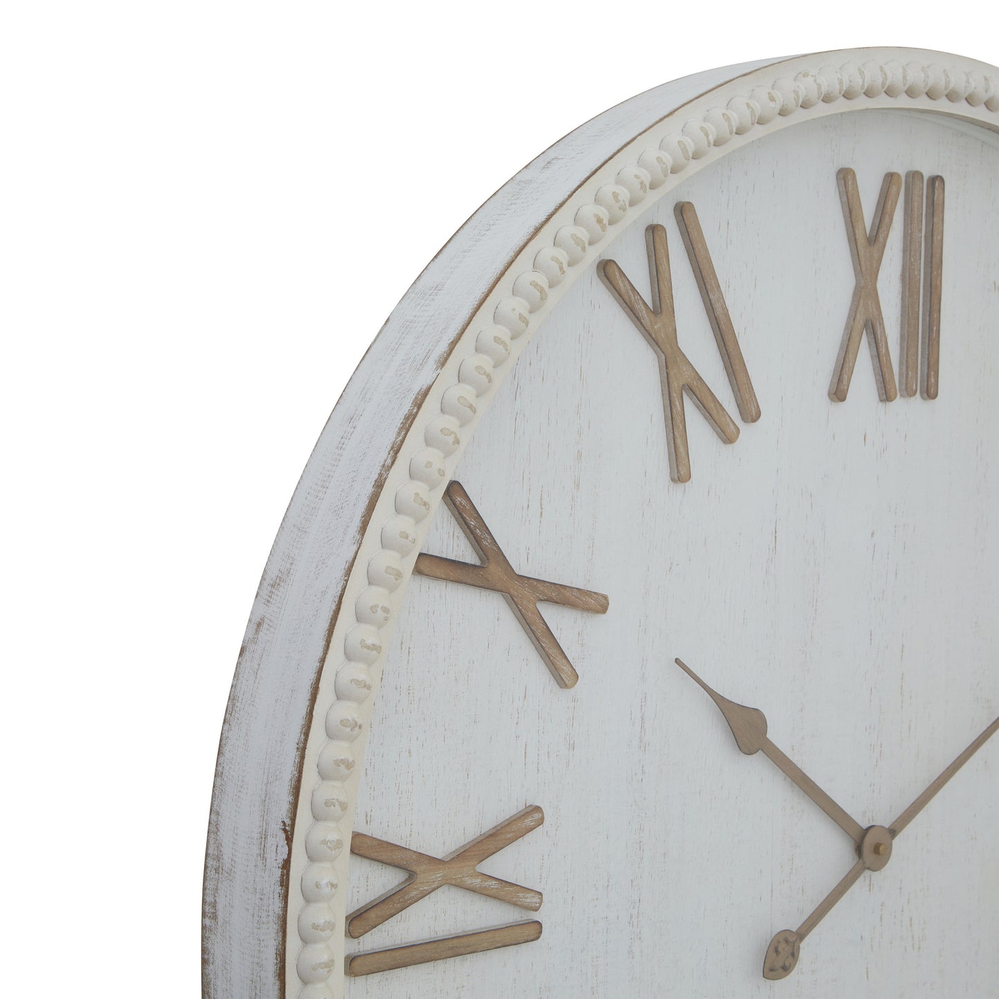 Round White Beaded Wall Clock 80cm - detail