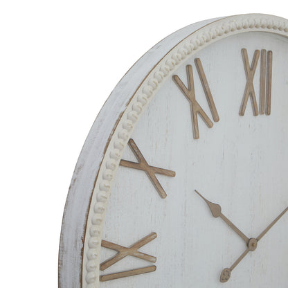 Round White Beaded Wall Clock 80cm - detail