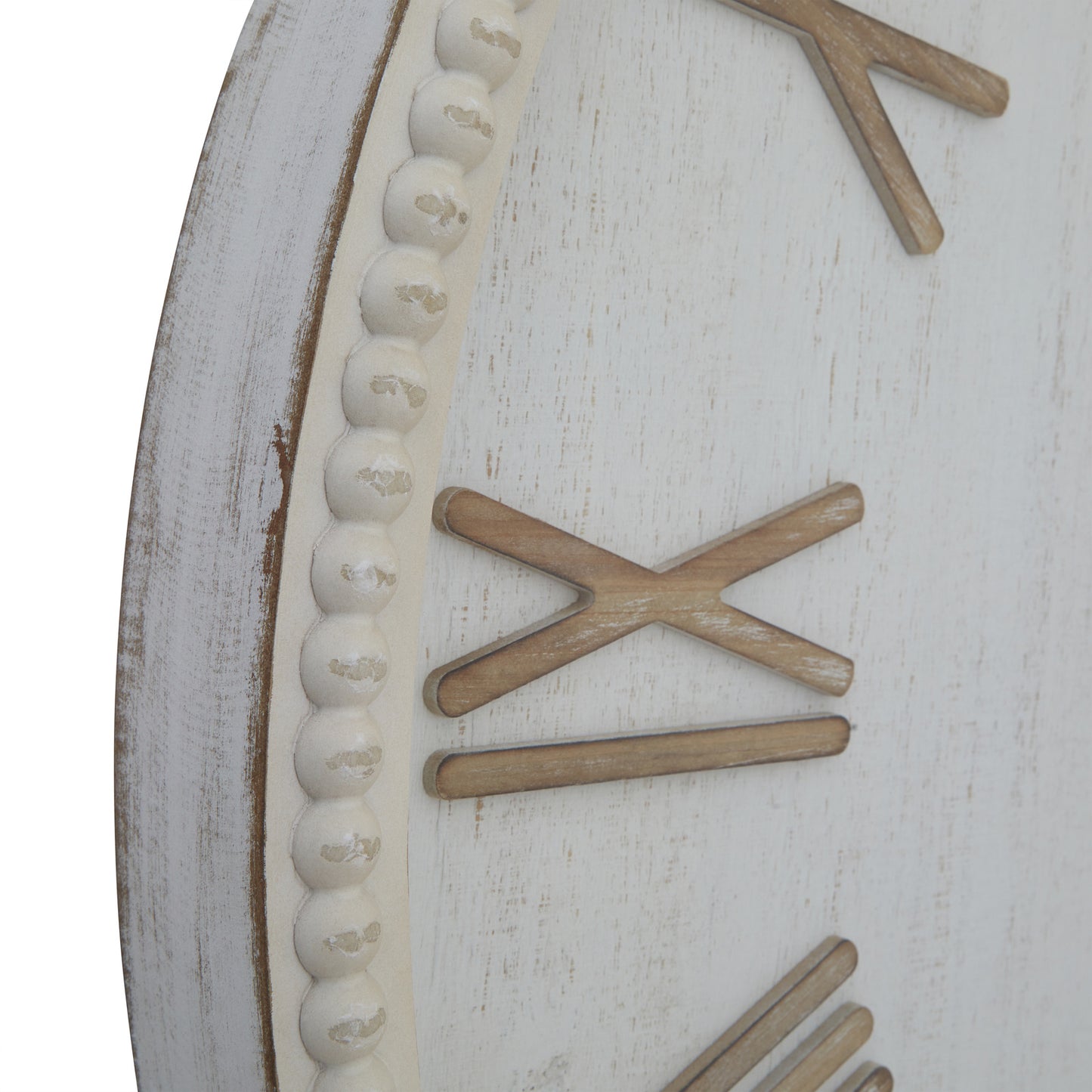 Round White Beaded Wall Clock 80cm - lifestyle