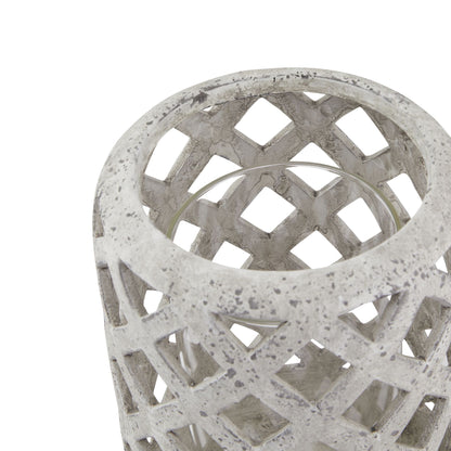 Grey stone effect hurricane lantern textured surface detail