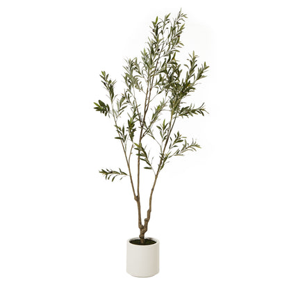 Apulia Olive Tree In White Pot Artificial Tree H210cm