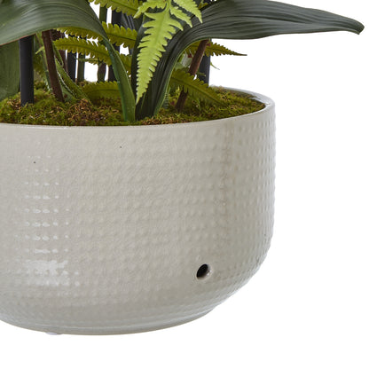 Large White Orchid In Ceramic Pot Artificial Orchid close up