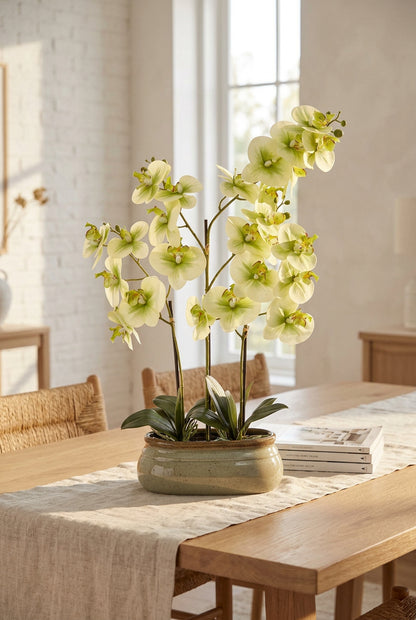Large Green Orchid In Ceramic Pot Artificial Orchid H73cm