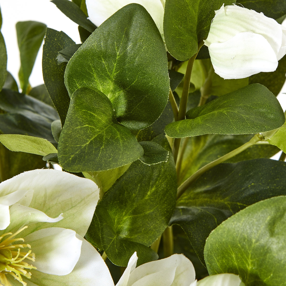 White Hellebore Plant In Grey Pot Artificial Flower room setting