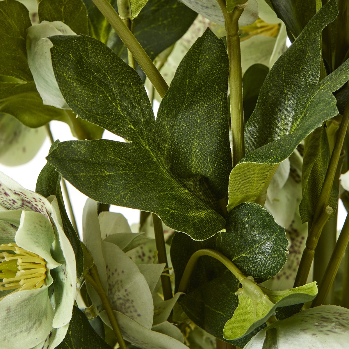 Large Green Hellebore In Taupe Pot Artificial Flower room setting