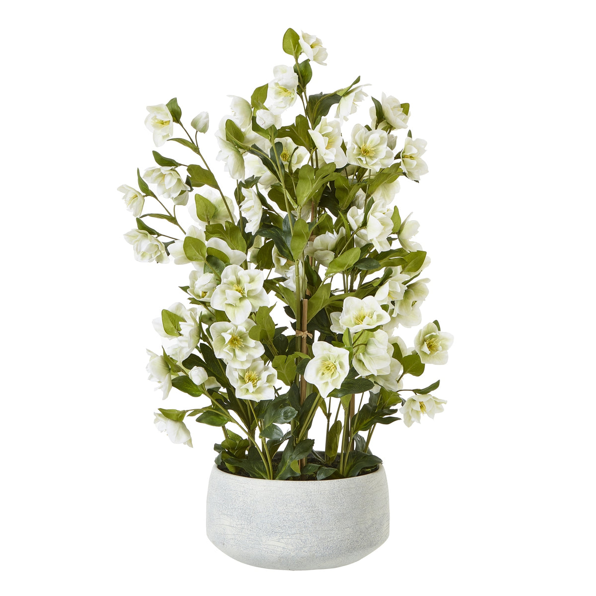 Large White Hellebore In Grey Pot Artificial Flower H85cm