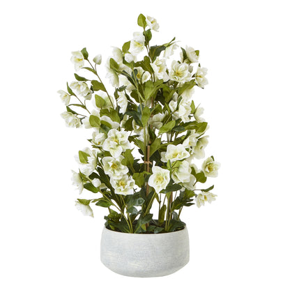 Large White Hellebore In Grey Pot Artificial Flower H85cm