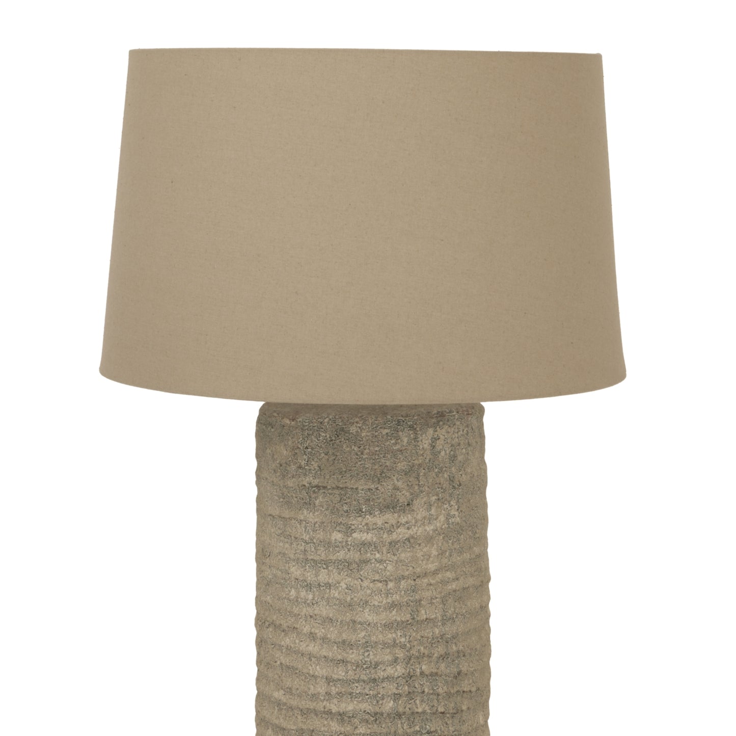 Tall Tuscan grey ceramic lamp glaze detail