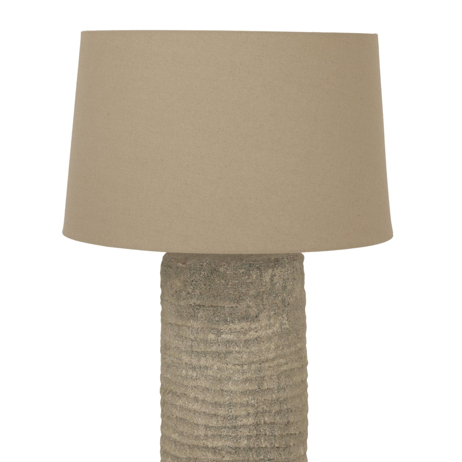 Tall Tuscan grey ceramic lamp glaze detail