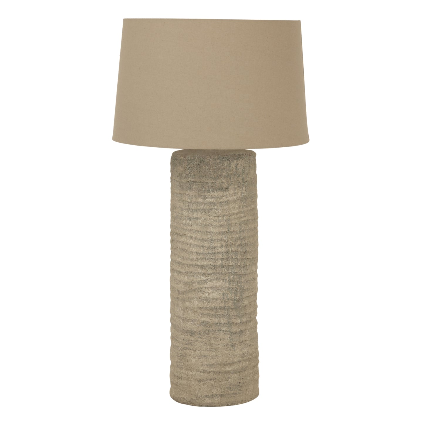 Tall Tuscan grey ceramic table lamp with slim column base