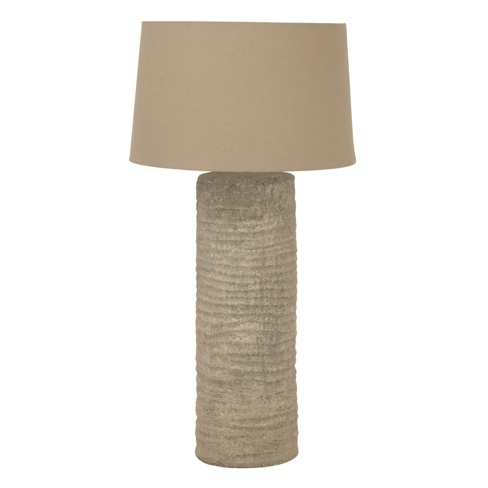 Tall Tuscan grey ceramic table lamp with slim column base