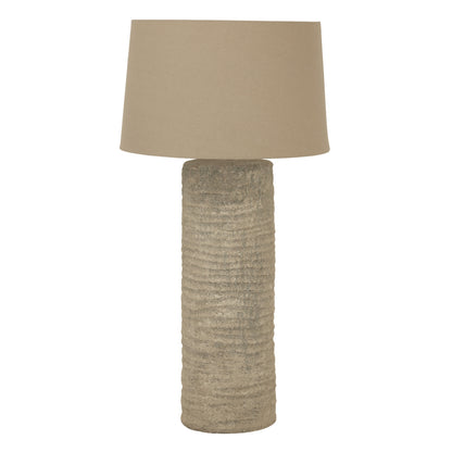 Tall Tuscan grey ceramic table lamp with slim column base