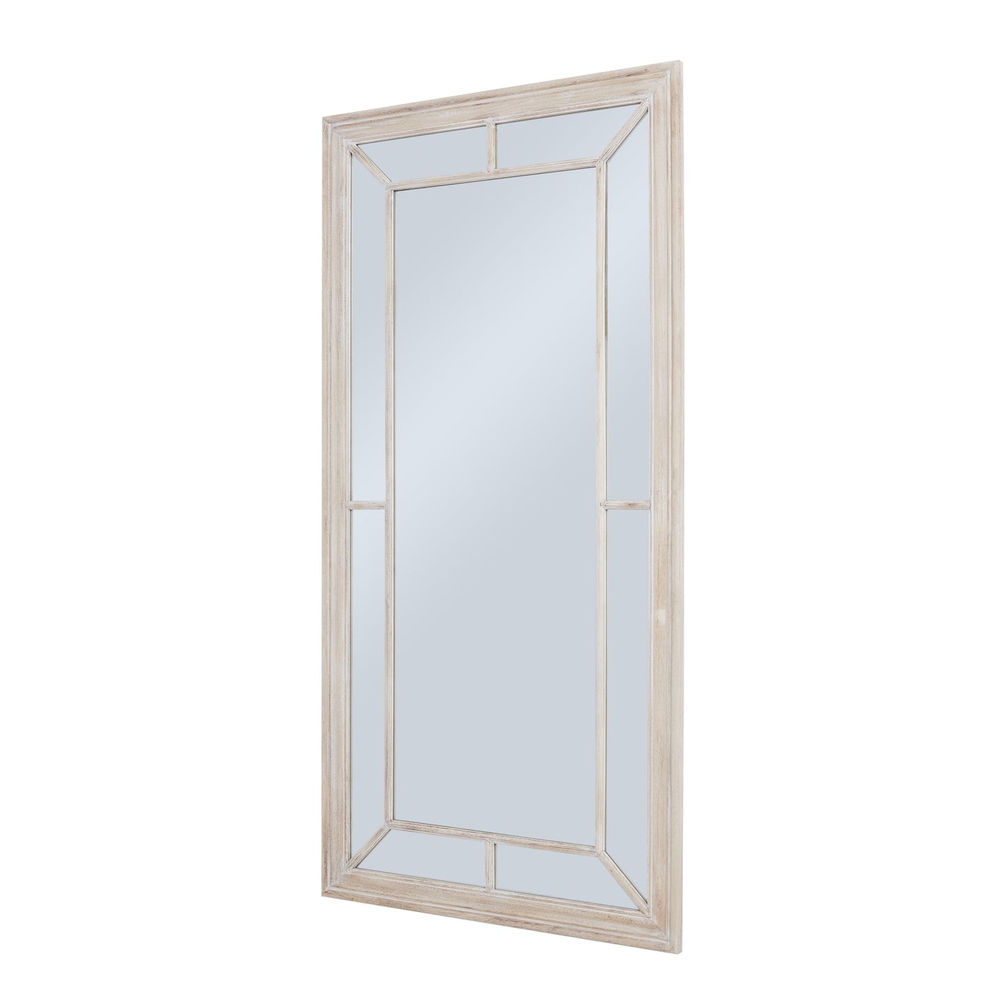 Large Washed Wood Window Mirror - angle