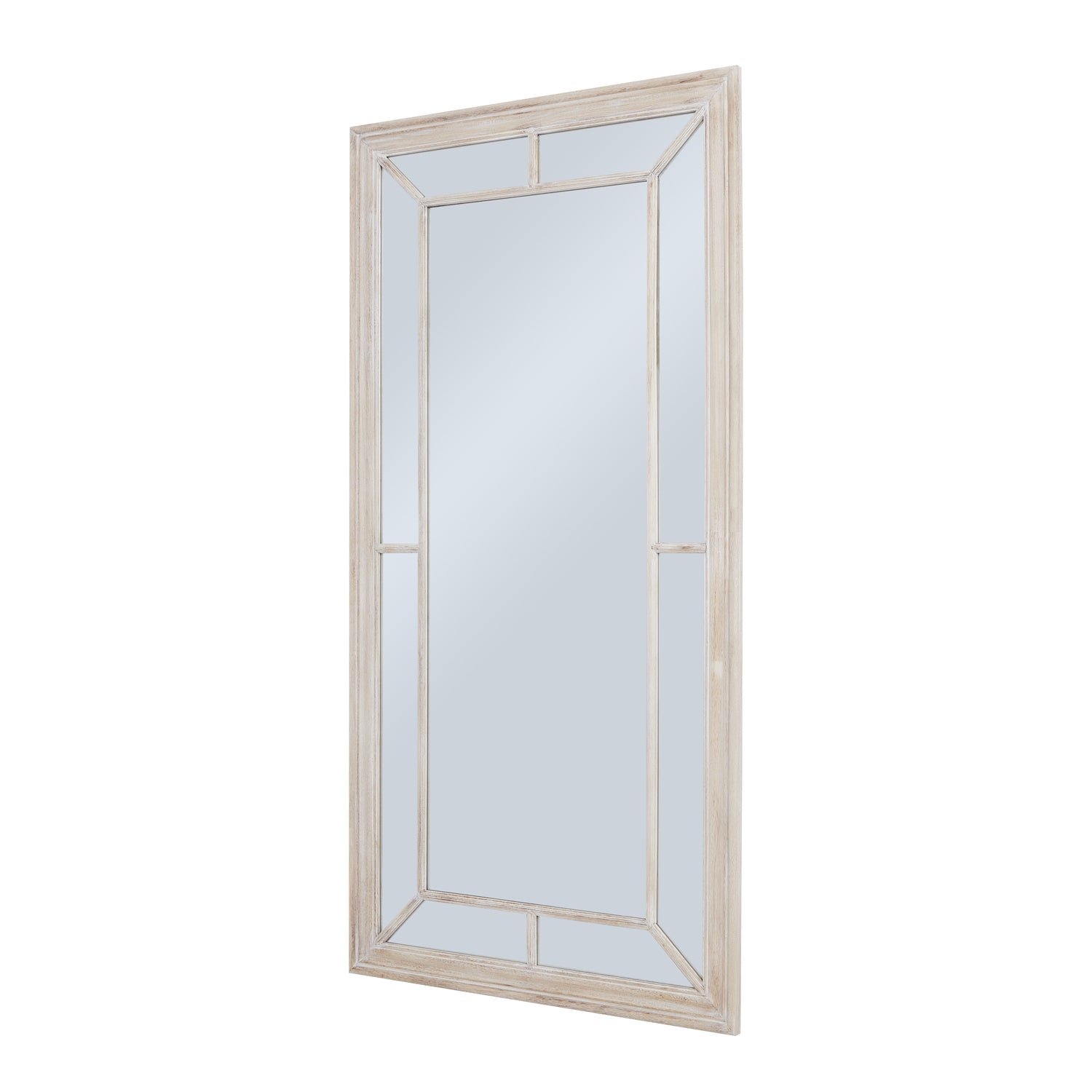 Large Washed Wood Window Mirror - angle
