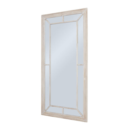 Large Washed Wood Window Mirror - angle