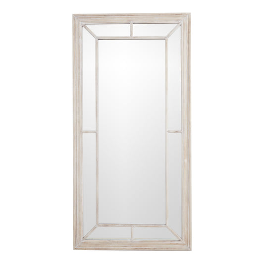 Large Washed Wood Framed Window Wall Mirror Multi-Panel 200x100cm